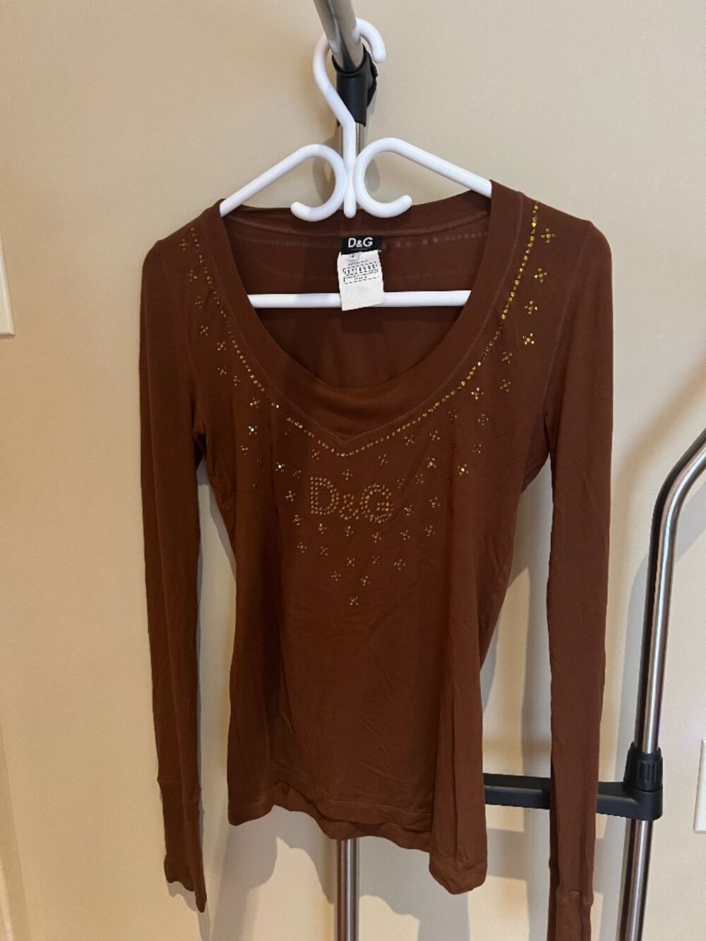 Dolce & Gabbana Vintage Top - Long Sleeve with Swarovski Crystals - Large Size